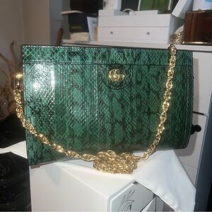Gucci Ophidia Double G Small Snakeskin bag / Emerald